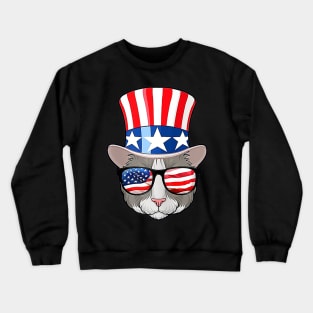 Cat Ameowica American Flag 4th Of July Crewneck Sweatshirt